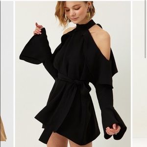 Storets Yena Ruffle Cold Shoulder Dress